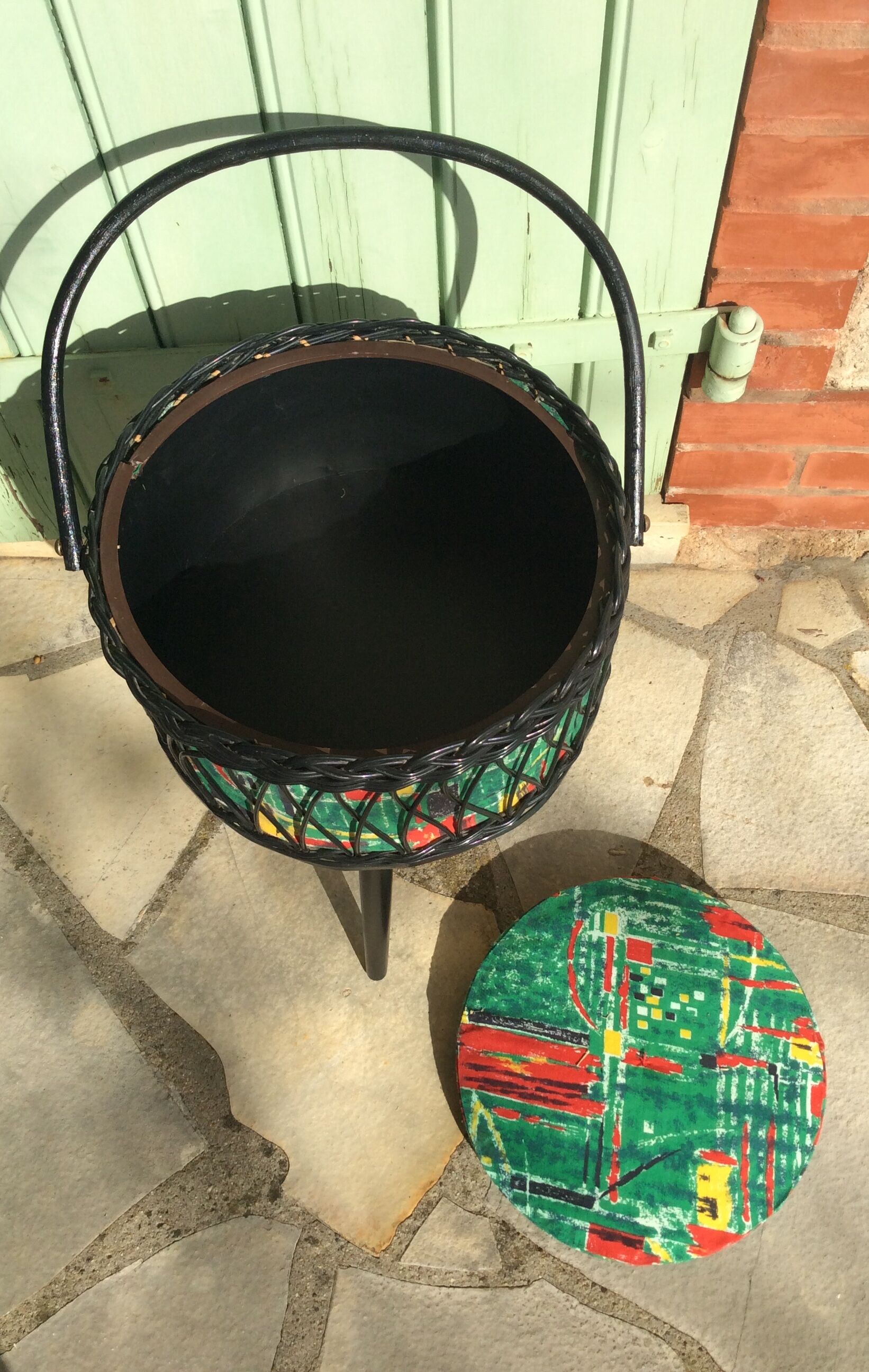 Vintage round sewing basket