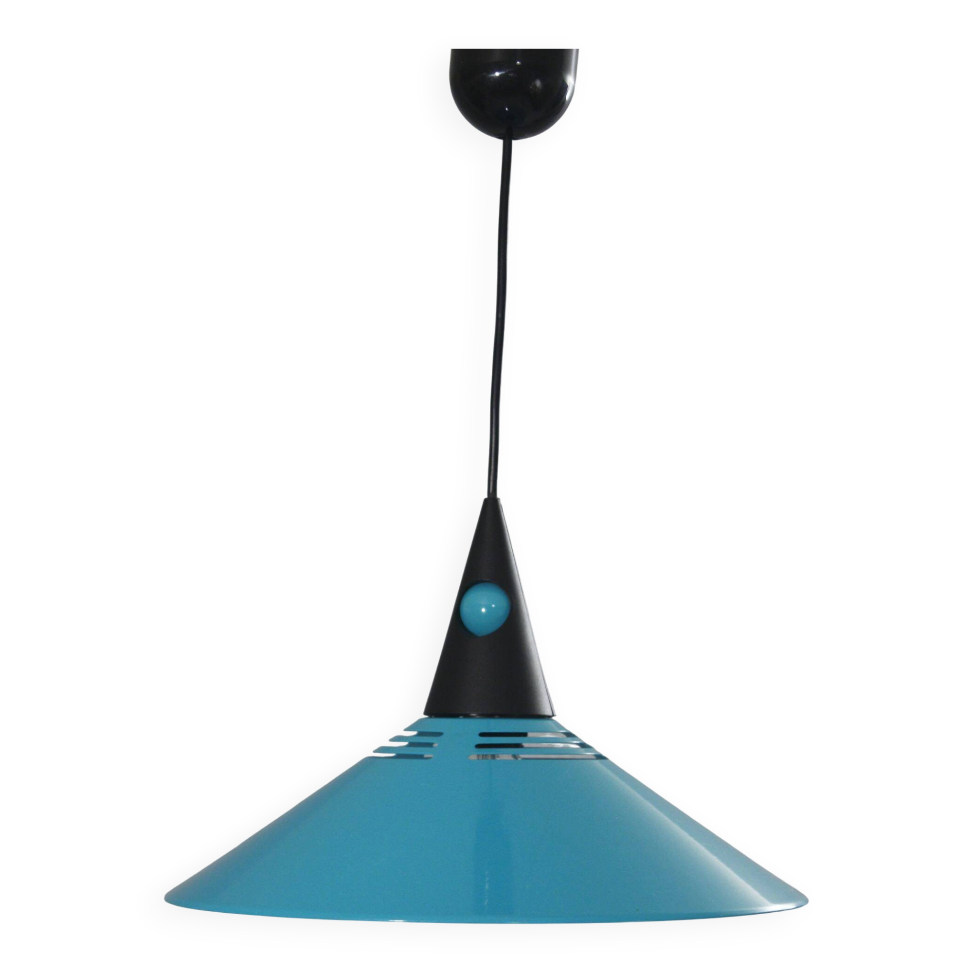 Post-modern suspension lamp Memphis metal & plastic design Brilliant 1980s