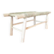 Natural wood bench and braided doum.