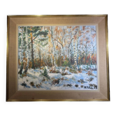 Tableau ancien , paysage sous la neige , signé Fallet 1967