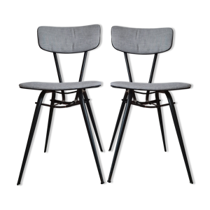 Paire de chaises métal noir tapissées