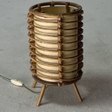 Bamboo cylindrical table lamp by Louis Sognot, France 1950s