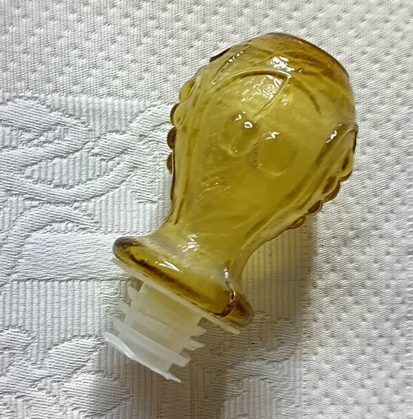 Grande CARAFE génie motif fruits, vintage jaune