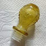 Large fruit motif genie CARAFE, vintage yellow