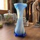 Large twisted blue vase made of Empoli glass, Tuscany, Florence (1950, Italy)