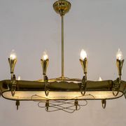 After Pietro Chiesa Italian Brass 12 Lights Candelier Fontana Arte
