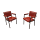 Pair of vintage armchairs year 60 imitation leather burgundy