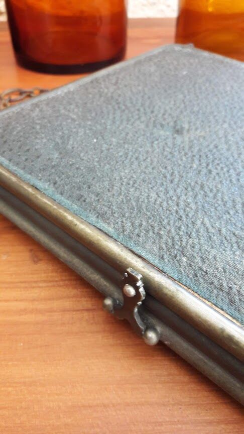 Barber triptych with towers brass mirror 58x24cm