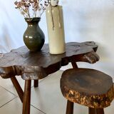 Ensemble table et tabourets brutaliste