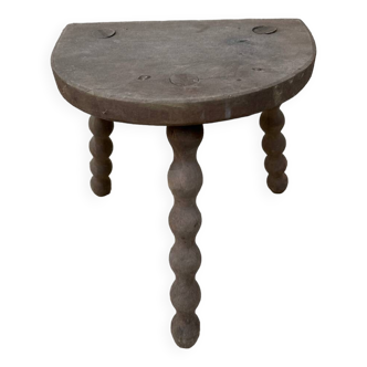 Tabouret tripode bois tourné