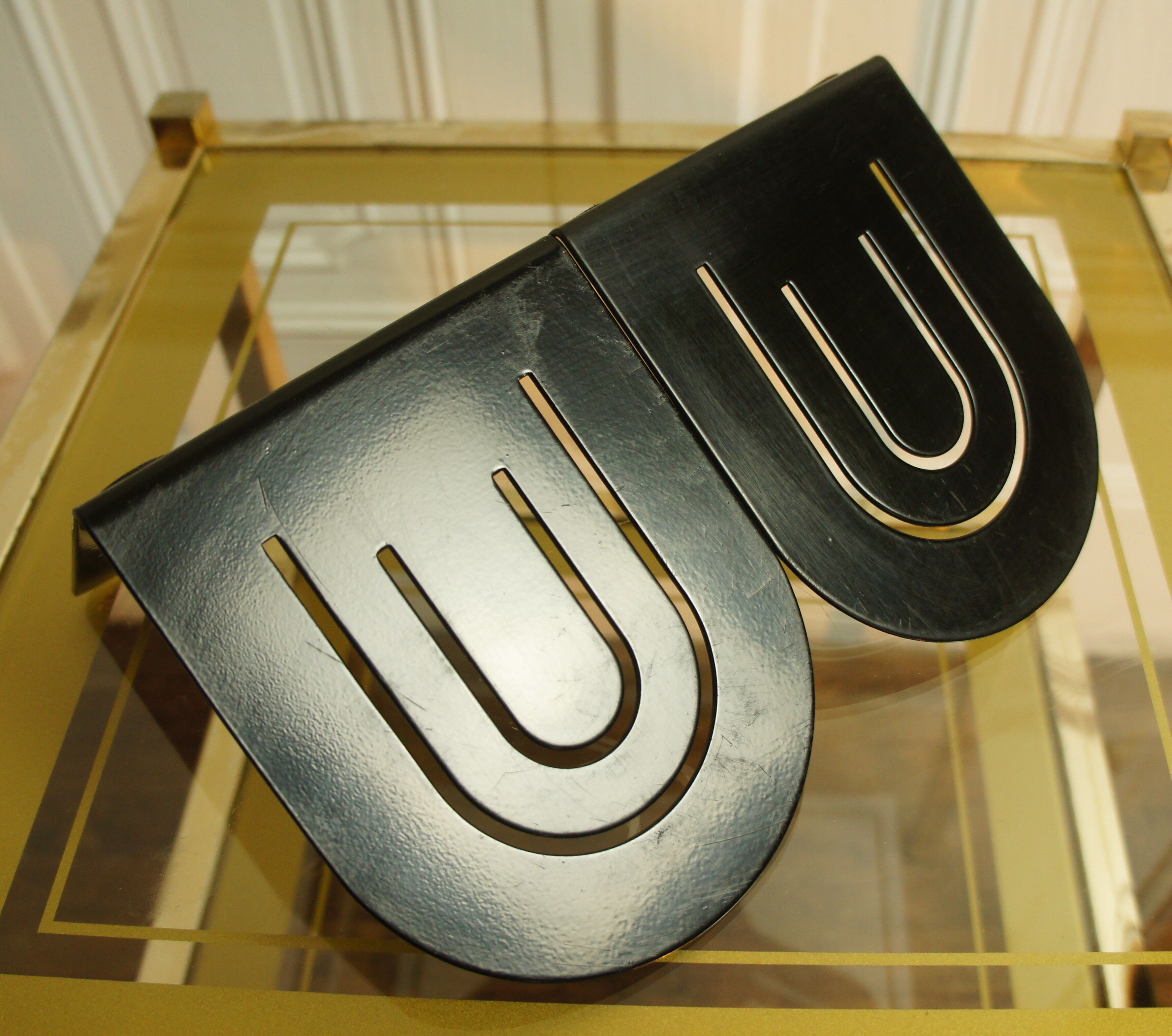 Pair of 2 bookends in metal, 80s