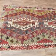 1970s Vintage Turkish Handmade Wool Cotton Colorful Kilim Rug 157x365