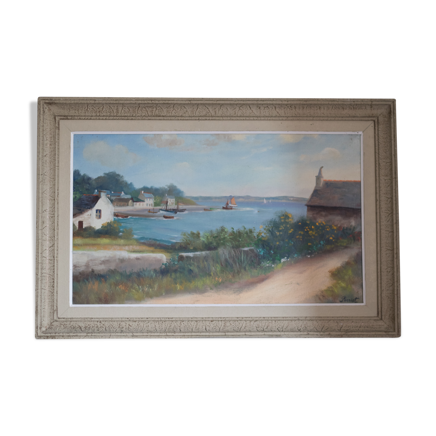 Vue sur l'île aux moines de Lucien Ferriot  huile sur toile