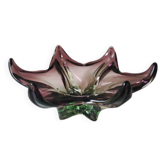 Large Starfish Pocket Emptyer/Creation Joseph Michael Hospodka/Czech Glassware Chribska in blown art glass amethyst/Green. Diam 24 cm