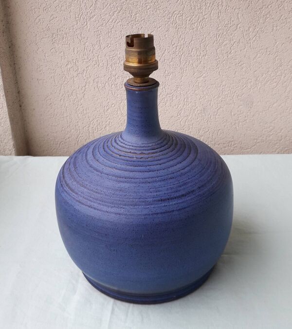 Pied de lampe bleu en céramique Ludovic
