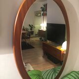 Mirror Scandinavian teak oval 36x57cm