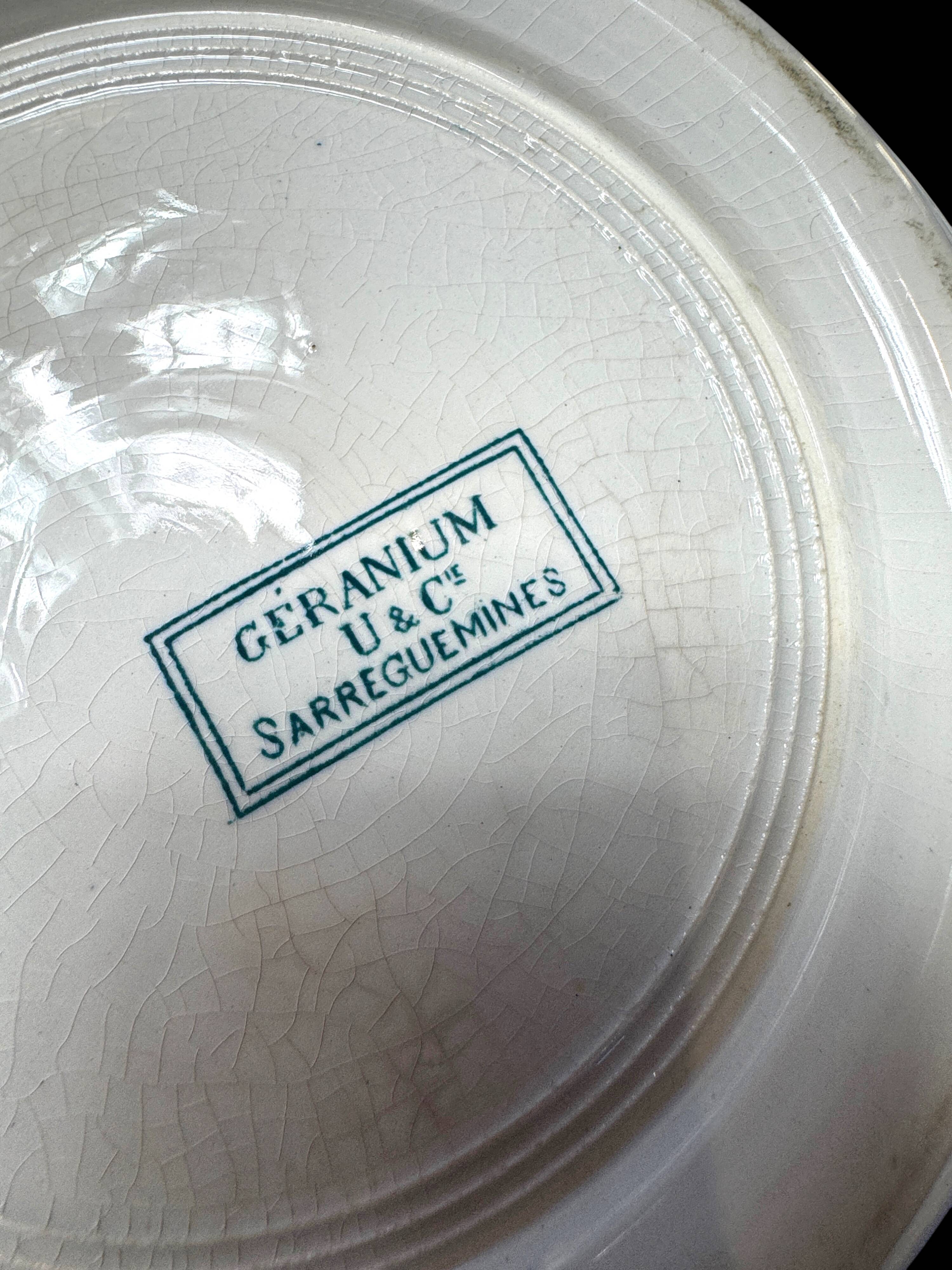 Antique Sarreguemines U&C soup tureen, geranium