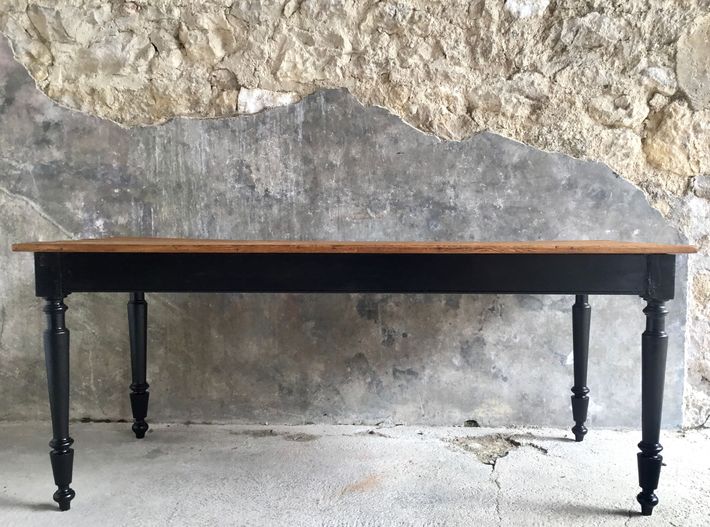 Large farmhouse table 180 cm feet turned - early twentieth