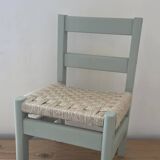 Set of two children's chairs in wood, jute and sisal