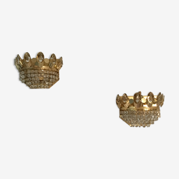 Pair brass and Crystal d.appliques
