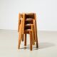 Set of 4 stools in birch and rope from the 1990s.