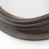1970s Italian round mirror in dark brown plastic frame