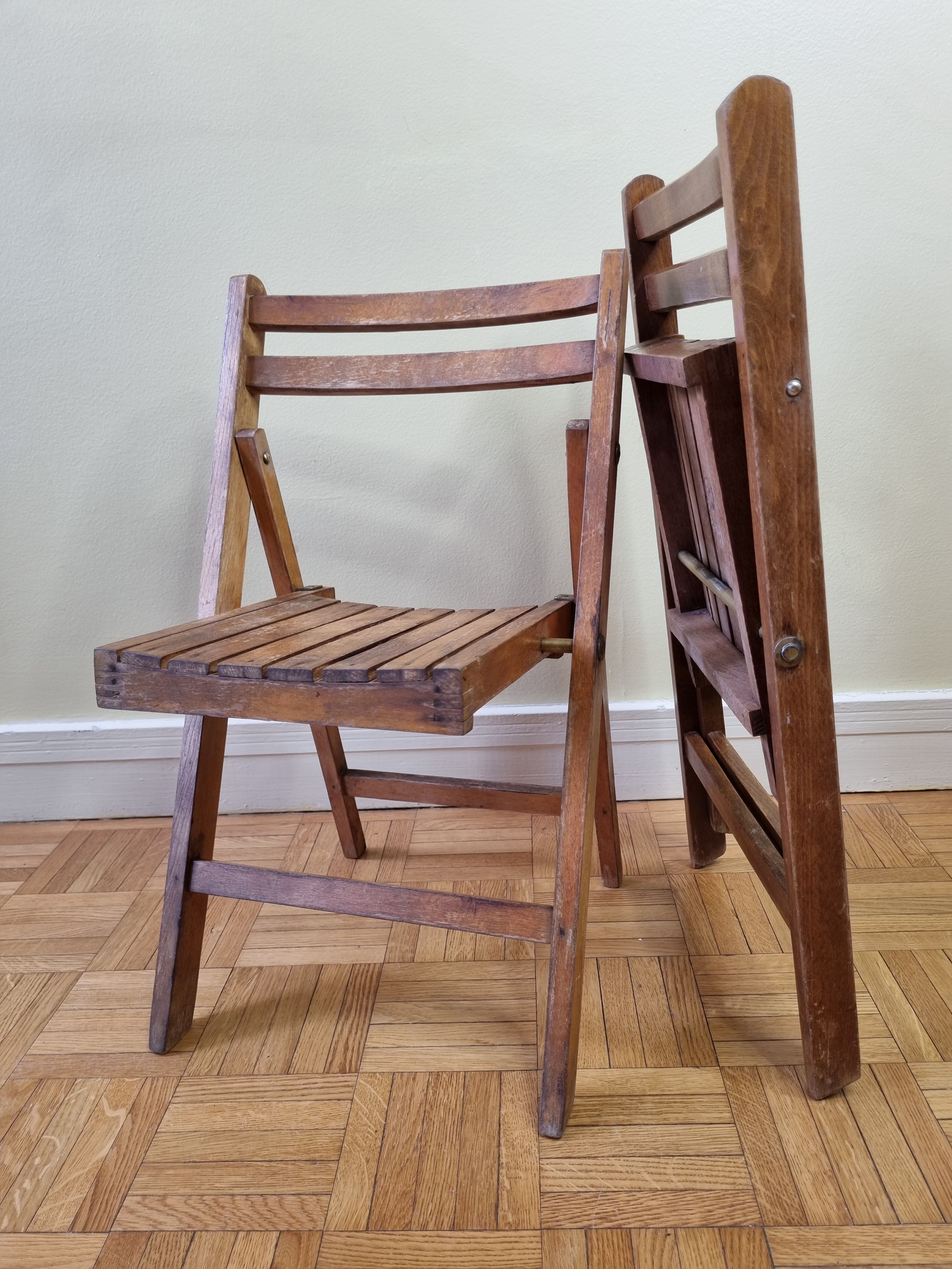 Pair of folding children's chairs, 60s-70s