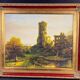 Animated landscape painting with ruined castle signed Burnsley
