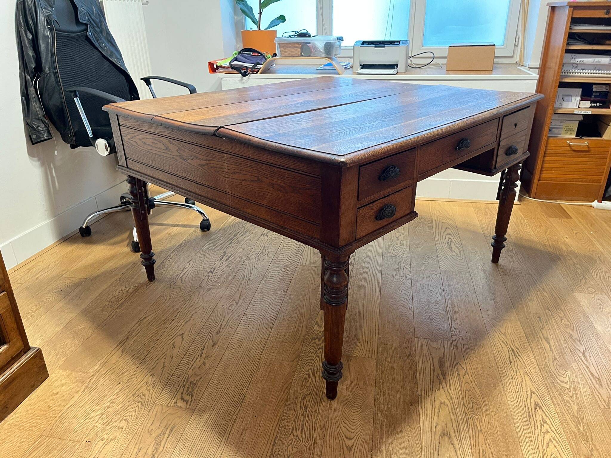 Double-sided oak desk – 19th century – Clichy Carpentry