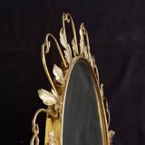 Large arched mirror with acanthus leaves and scrolls in gold metal from deknudt, 1960s