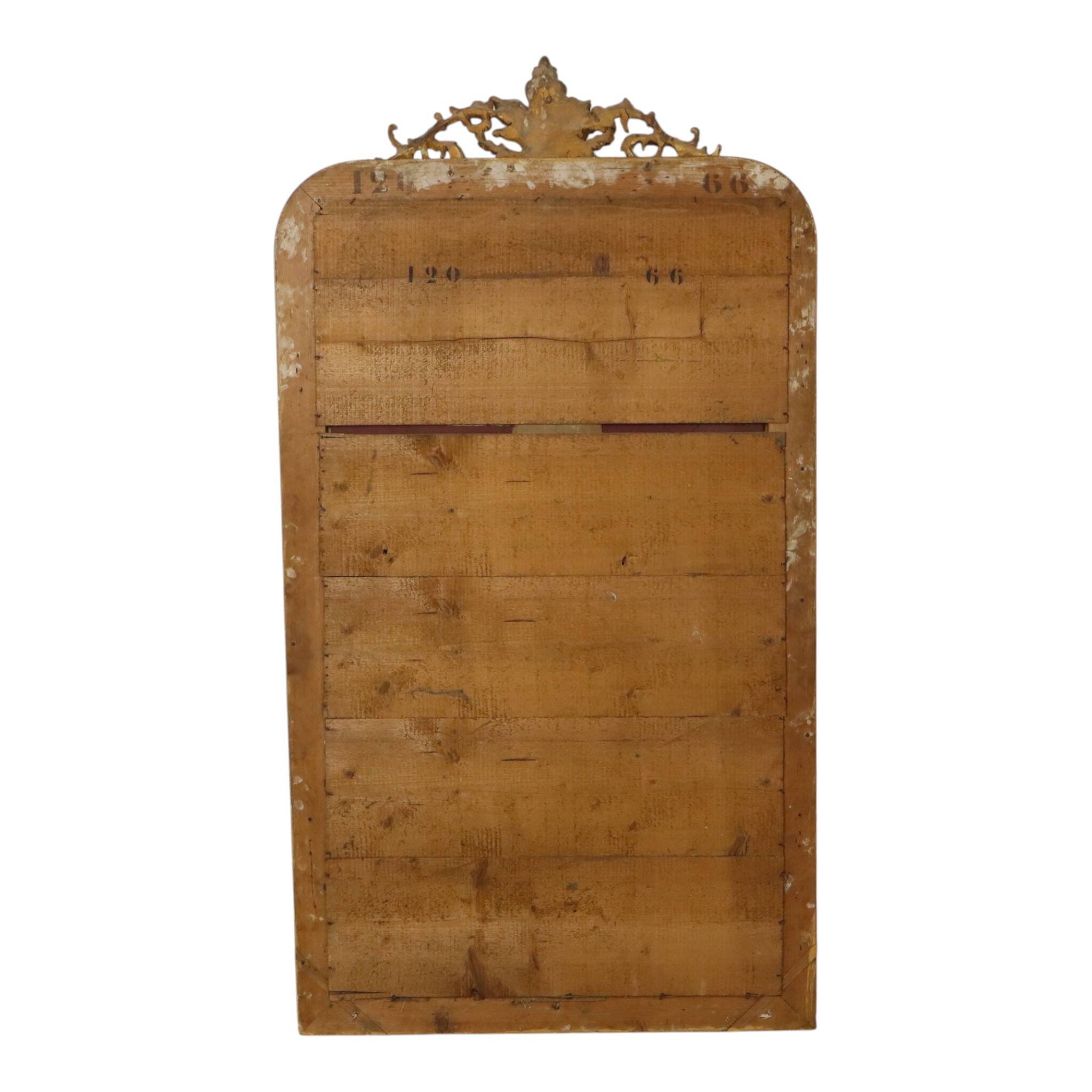 Miroir doré français Louis Philippe antique, fin du 19e siècle