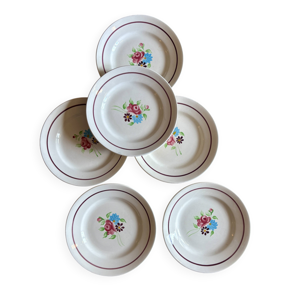 Lot de 6 assiettes plates vintage, Modèle Macon de Nidervillier