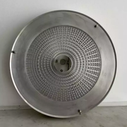 Vintage ceiling lamp in metal and pressed molded glass, France 1970