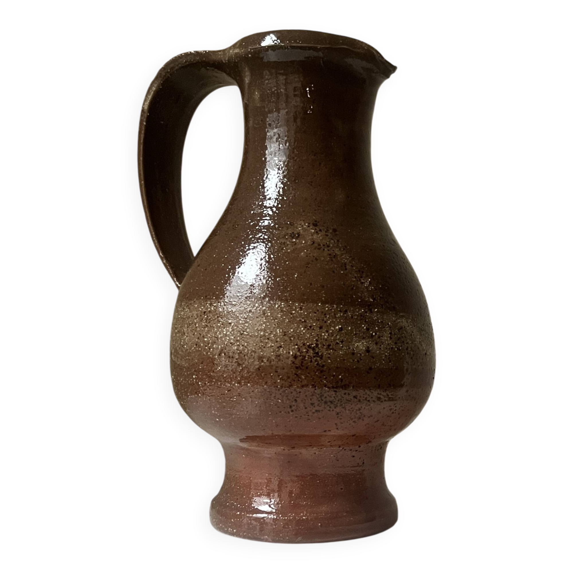 vintage red stoneware carafe vase from around 1970