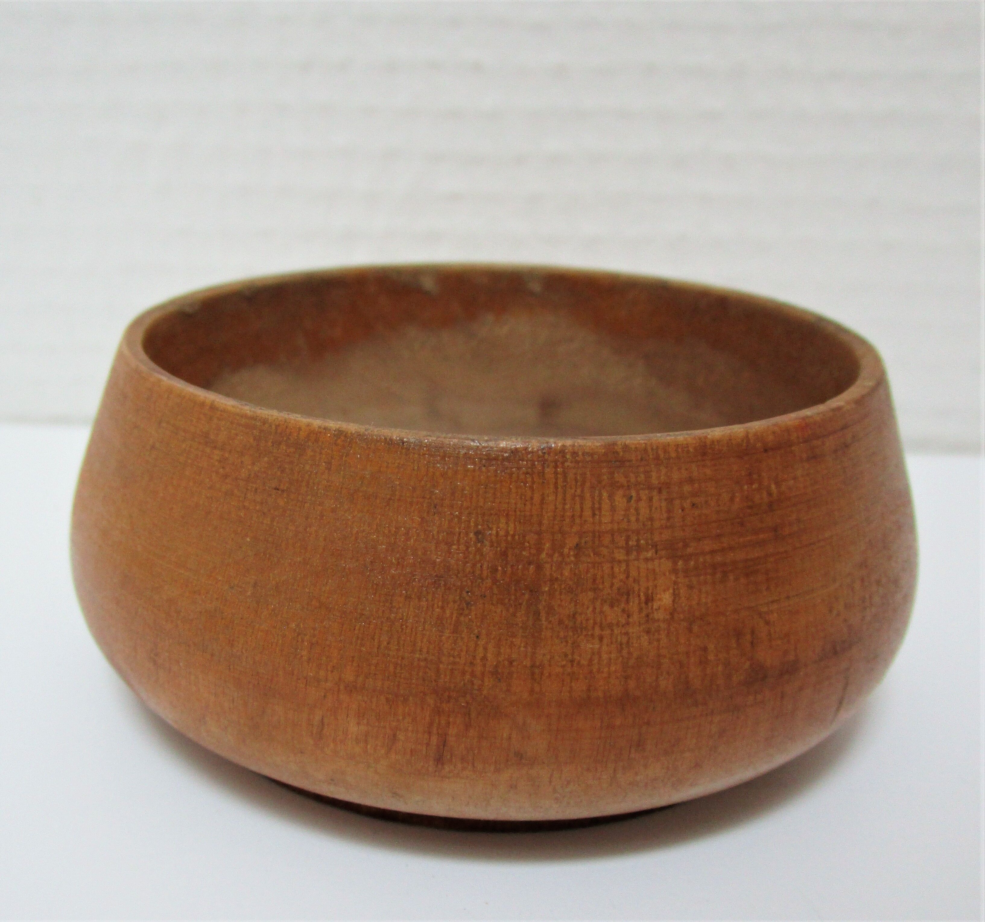 Three bowls solid wood turned patinated vintage