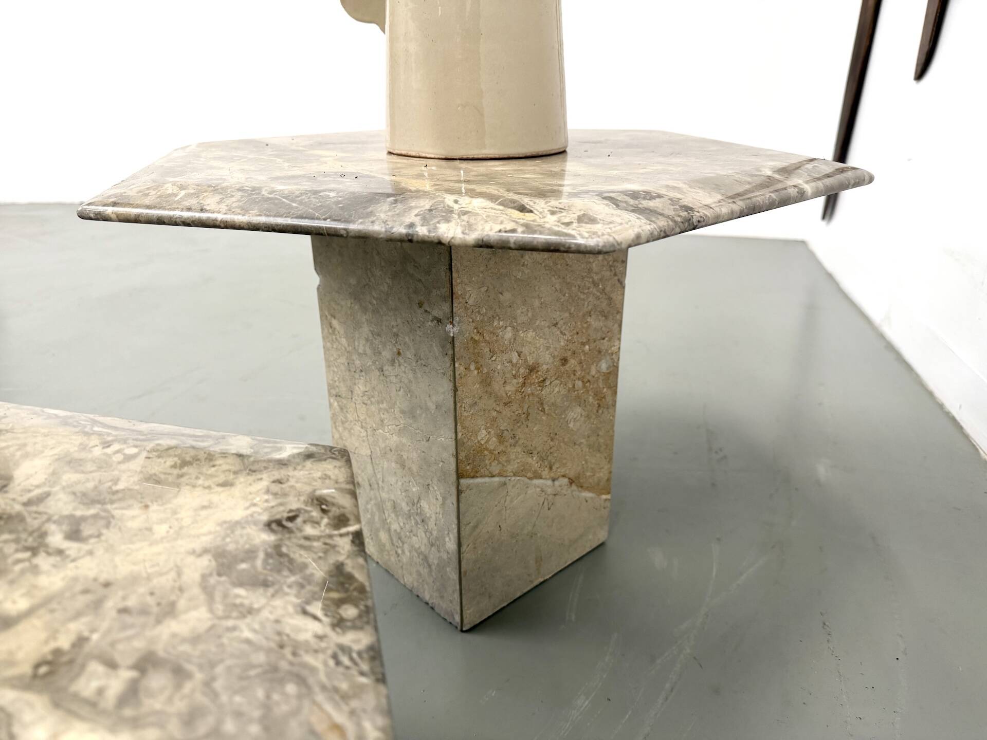 Pair of Italian marble coffee tables, circa 1970.