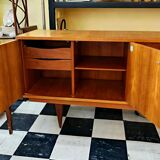 Sideboard with compass legs and leather by Malora 1955