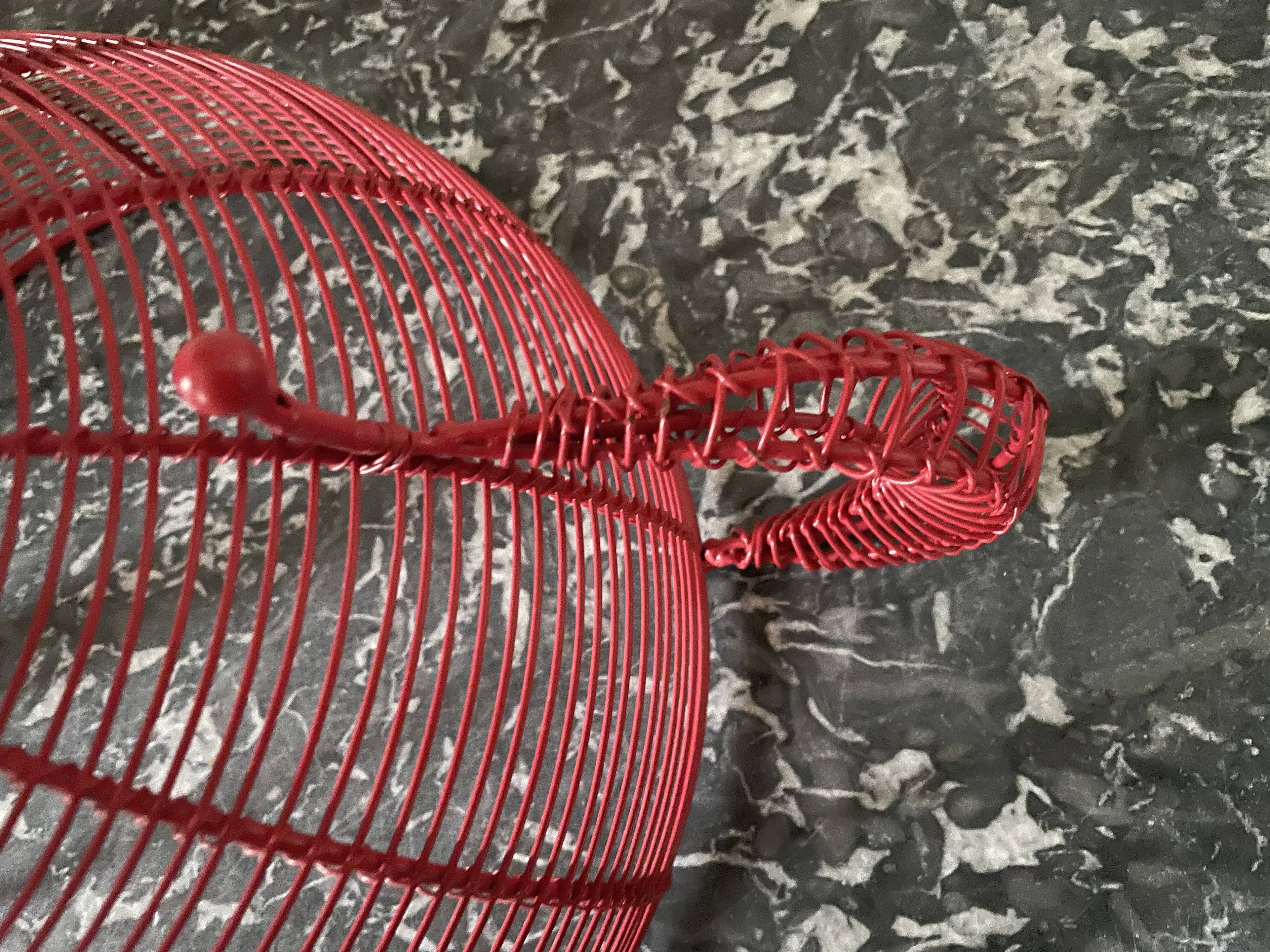 Red wired metal fruit basket