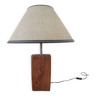 Lampe à poser avec abat-jour naturel, 80's