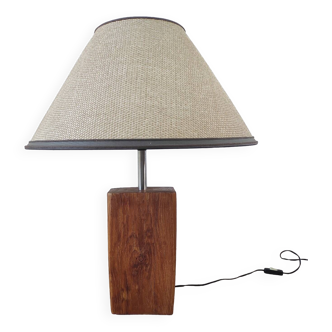 Table lamp with natural lampshade, 80's
