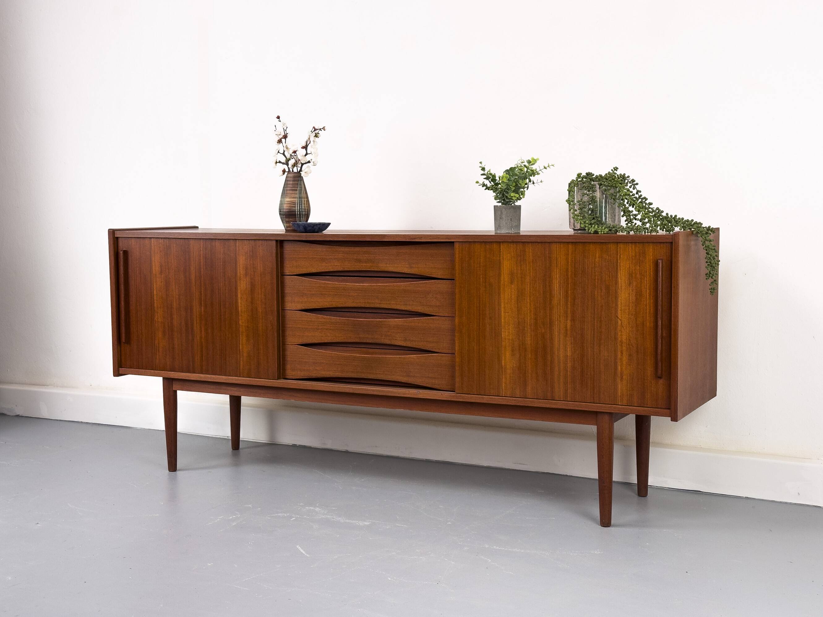 Vintage Sideboard in Teak with Drawers and Sliding Doors, 1960s