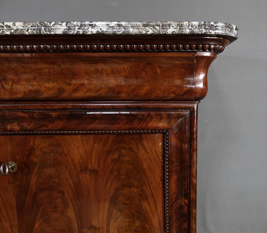 Small Secretary in Burl Mahogany Veneer, Restoration Period – Early 19th Century