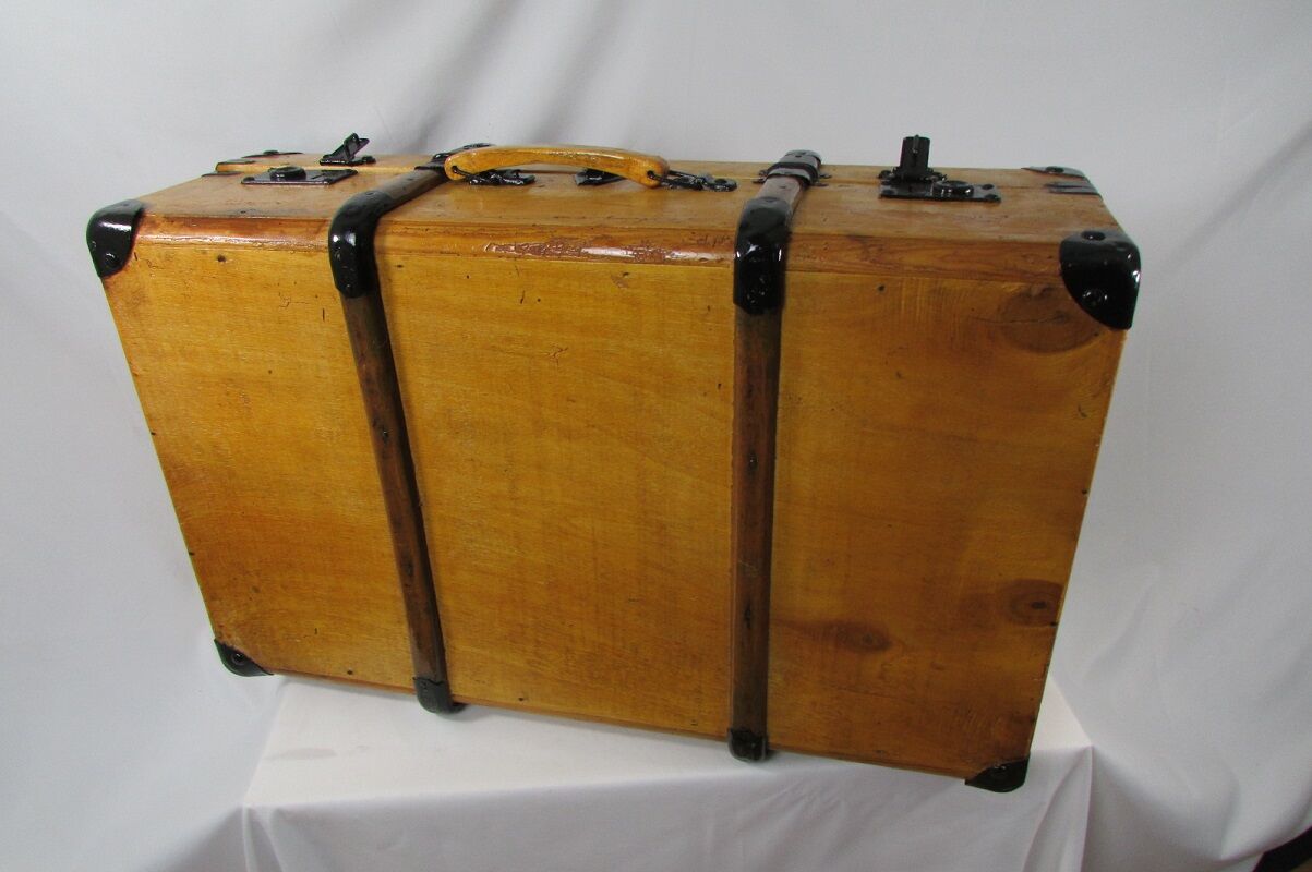 Suitcase, old wooden trunk