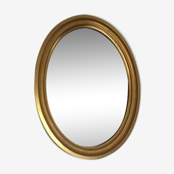 Miroir ovale au cadre en bois doré - 45x35cm