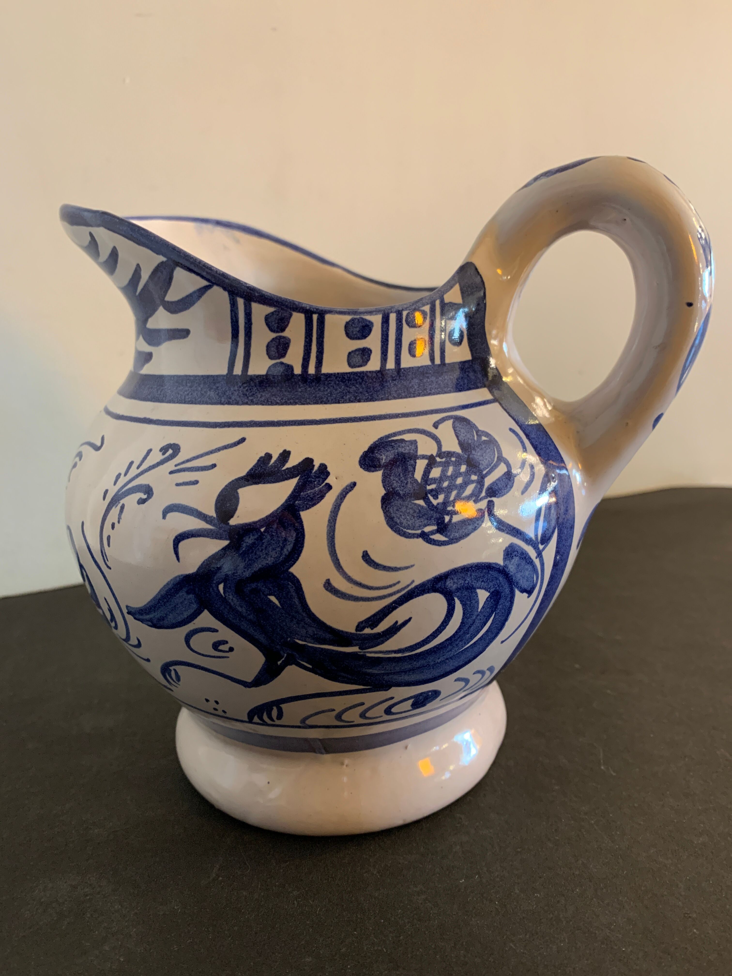 Domingo Punter blue ceramic pitcher, Teruel, 1960