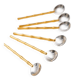 Two-Tone Gucci Bamboo Spoons Set - Gold-Plated Handles, Silver Bowls, Vintage 1970s Mid-Century Design