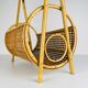 Vintage bamboo and Vienna straw magazine rack, Italy, 1960s.