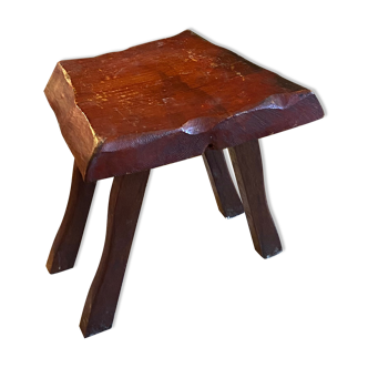 Brutalist stool made of vintage wood