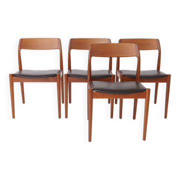 Ensemble de 4 chaises de salle à manger en teck danois par Scantic Møbelværk, style mid-century modern.