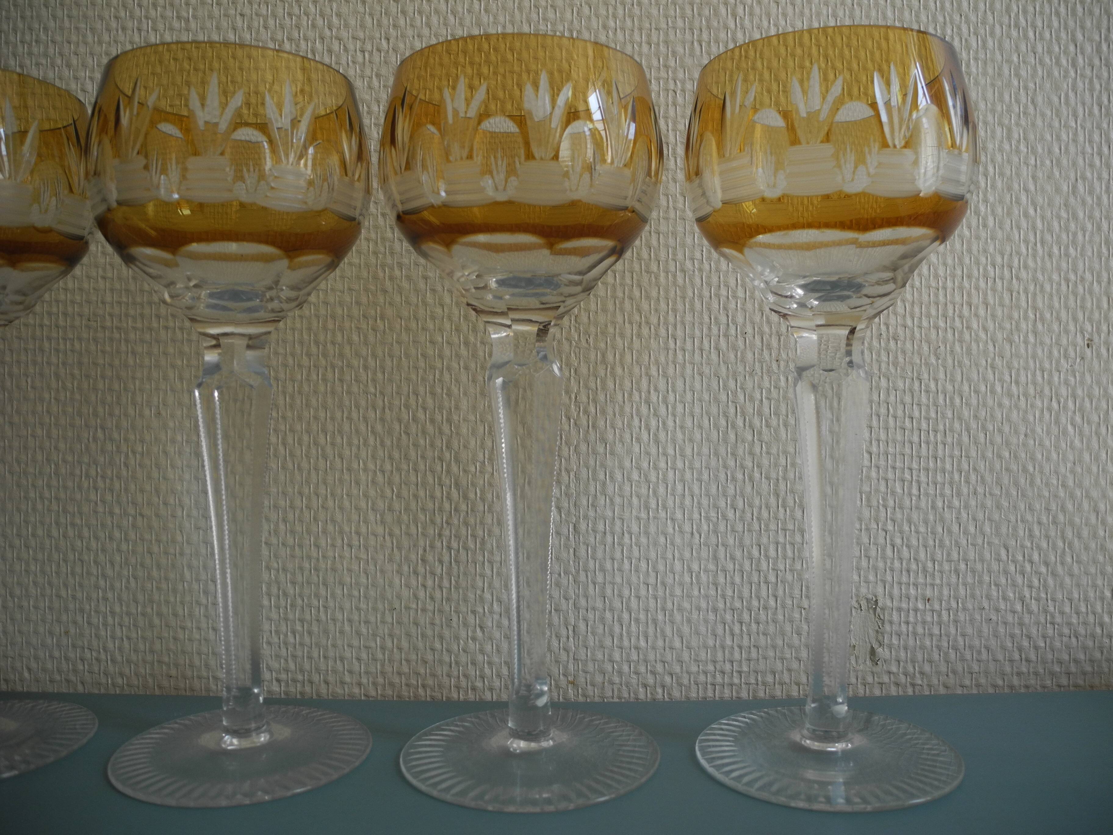Set of 6 cut crystal wine glasses vintage crystal wine glasses